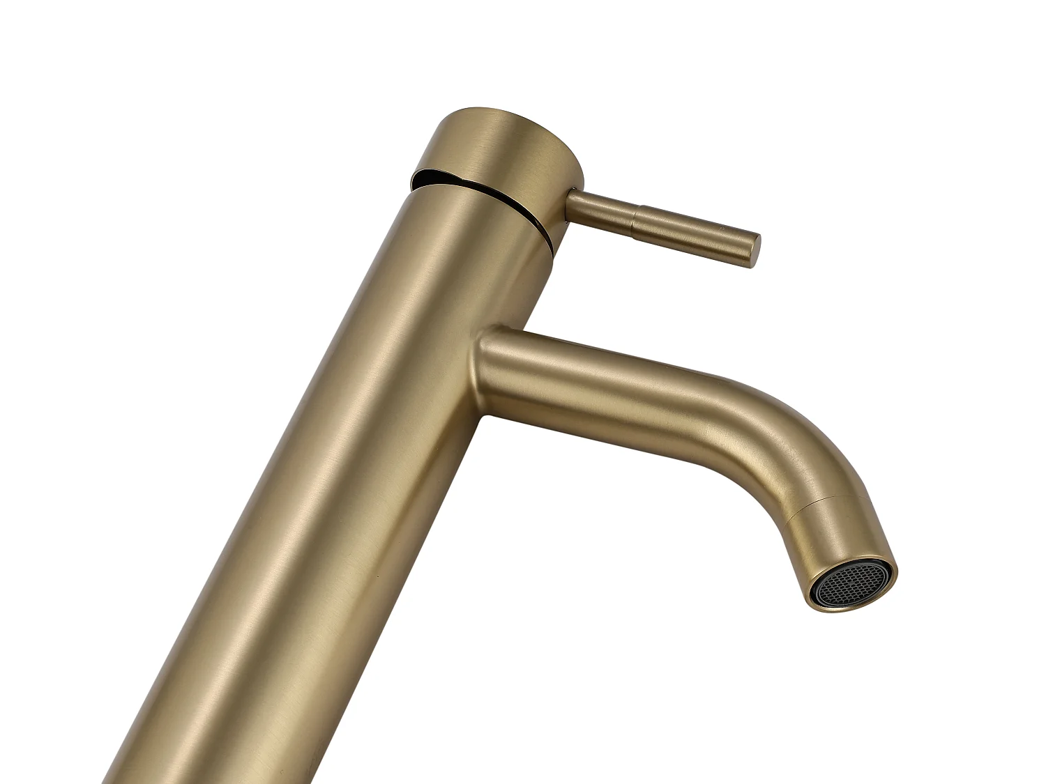 Robinet mitigeur mécanique arrondi en inox brossé - Doré - H30,6 cm - SALAVAN