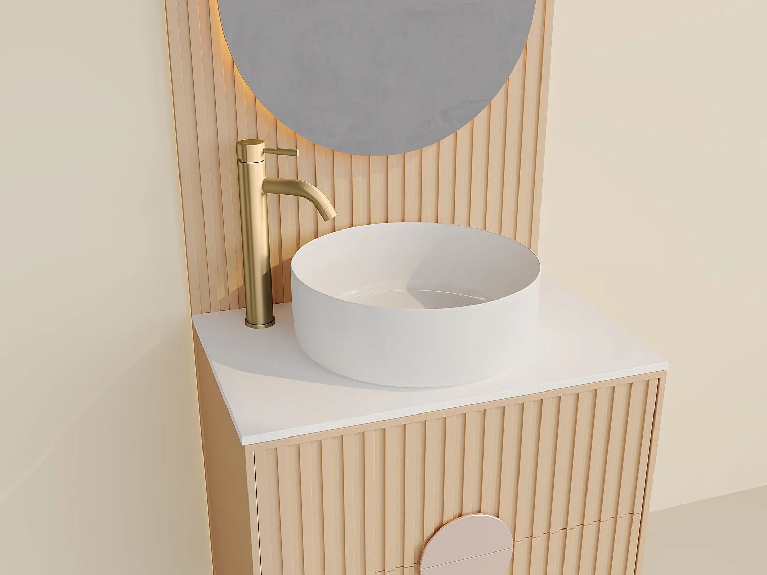 Robinet mitigeur mécanique arrondi en inox brossé - Doré - H30,6 cm - SALAVAN