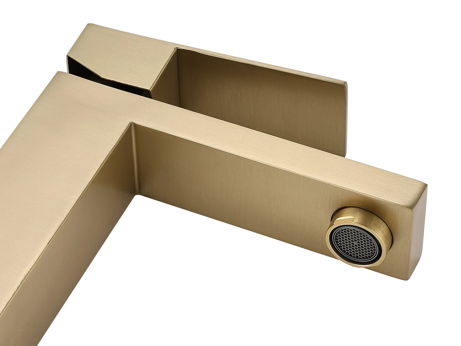 Robinet mitigeur mécanique carré en inox brossé - Doré - H17,8 - CANILAS