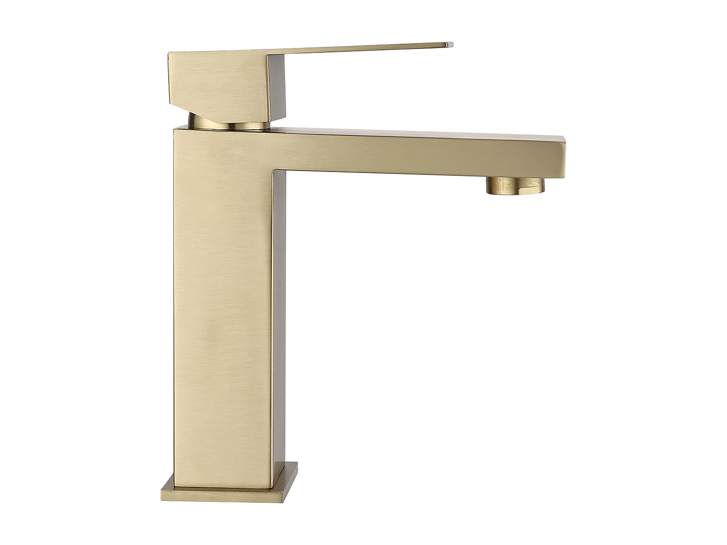 Robinet mitigeur mécanique carré en inox brossé - Doré - H17,8 - CANILAS