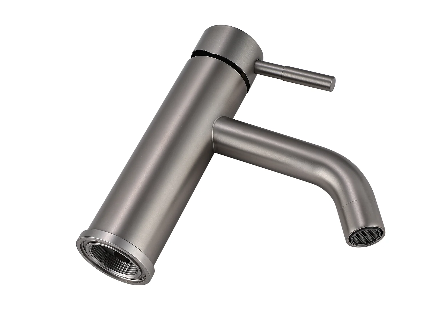 Robinet mitigeur mécanique arrondi en inox - Nickel brossé - H17,3 cm - SALAVAN