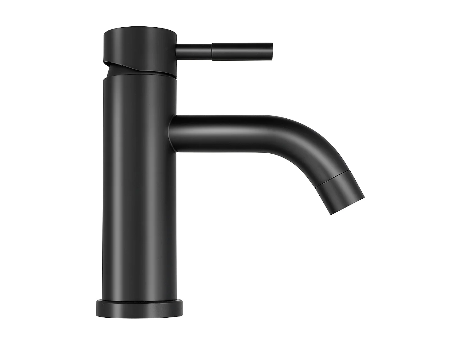 Robinet mitigeur mécanique arrondi en inox - Noir mat - H17,3 cm - SALAVAN