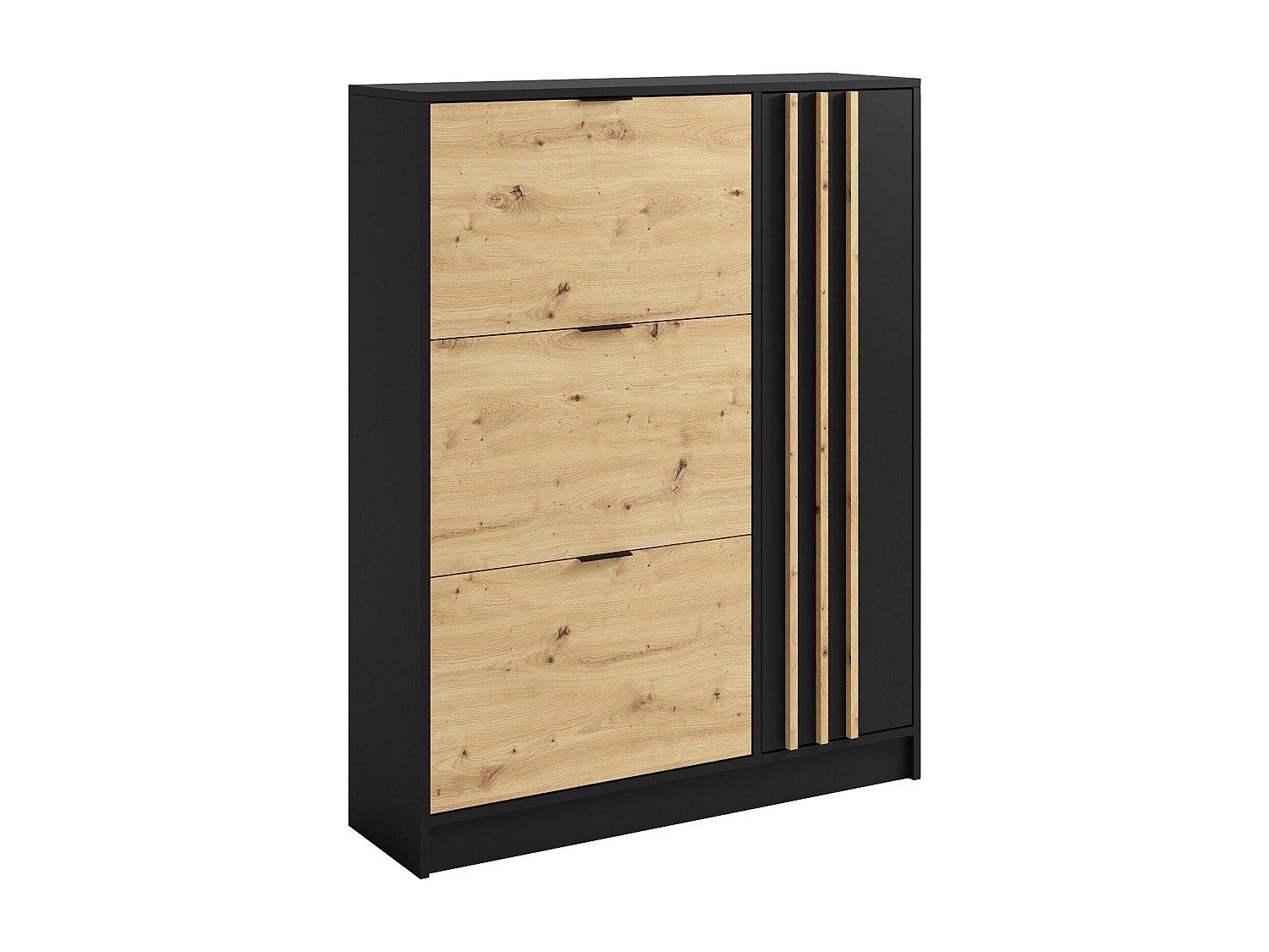 Schuhschrank mit 1 Tür & 3 Fächern - Holzfarben & Schwarz - JANAKIA günstig online kaufen