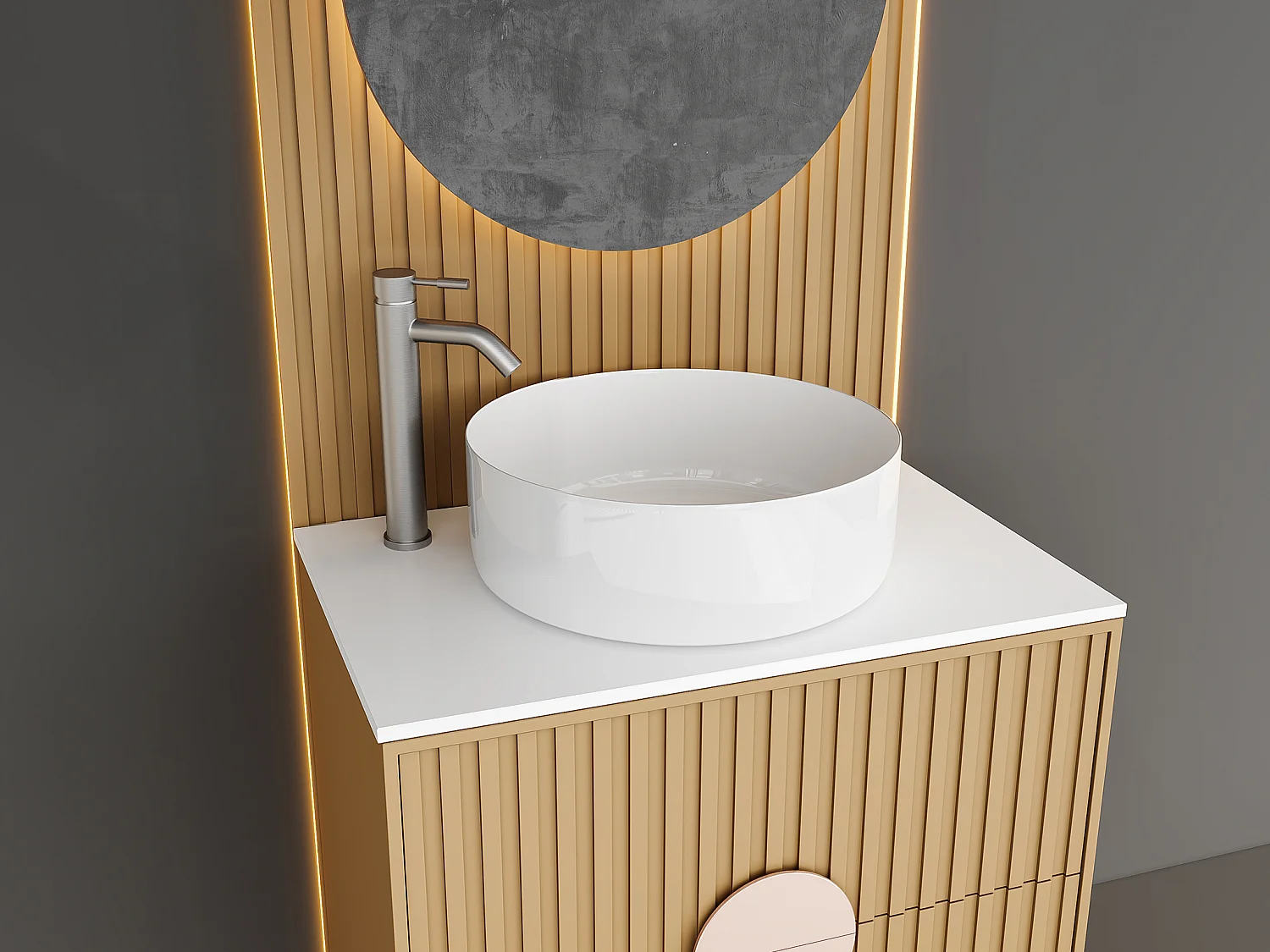 Grifo monomando mecánico redondeado de acero inoxidable - Acabado en níquel cepillado - Alt.29,6 cm - SALAVAN