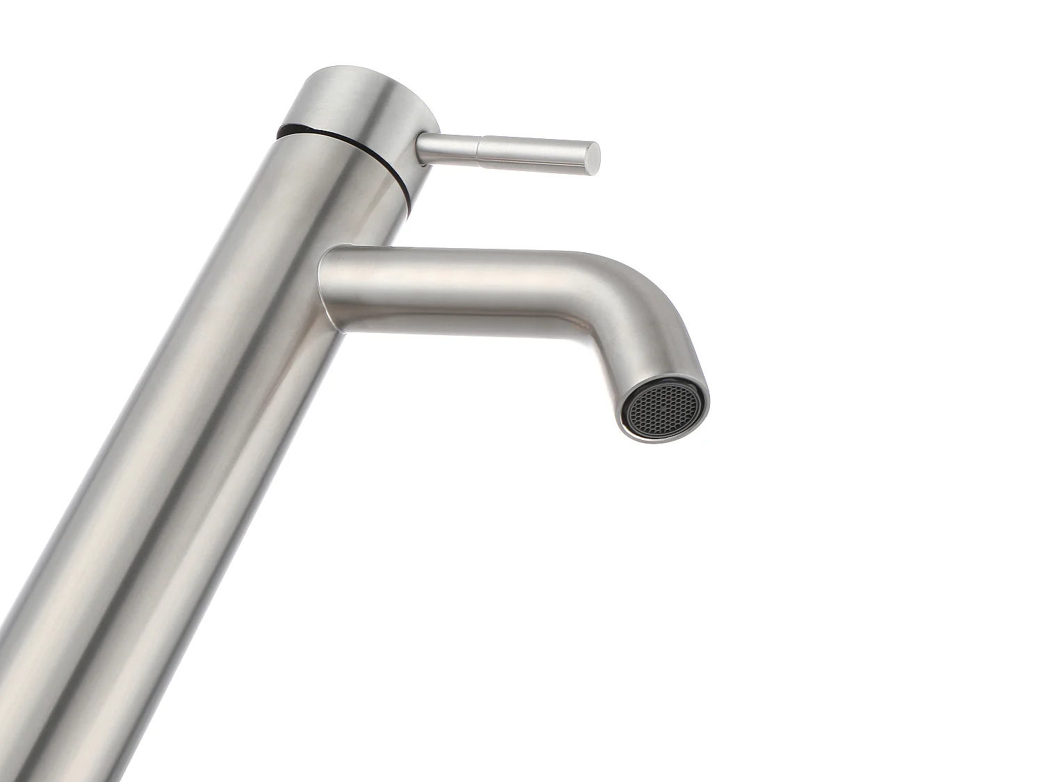 Grifo monomando mecánico redondeado de acero inoxidable - Acabado en níquel cepillado - Alt.29,6 cm - SALAVAN