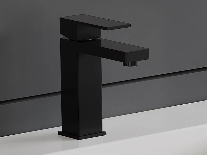 Robinet mitigeur mécanique carré en inox - Noir mat - H17,8  - CANILAS