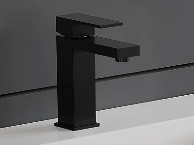 Bateria mieszająca mechaniczna kwadratowa ze stali nierdzewnej szczotkowanej - Czarny mat - wys. 17,3 cm - CANILAS