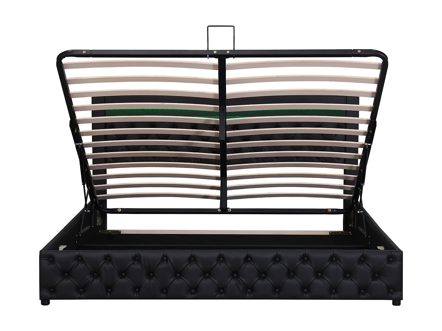 Lit coffre 180×200 cm,Lit rembourré avec éclairage LED, avec fonction de rangement, noir, PU