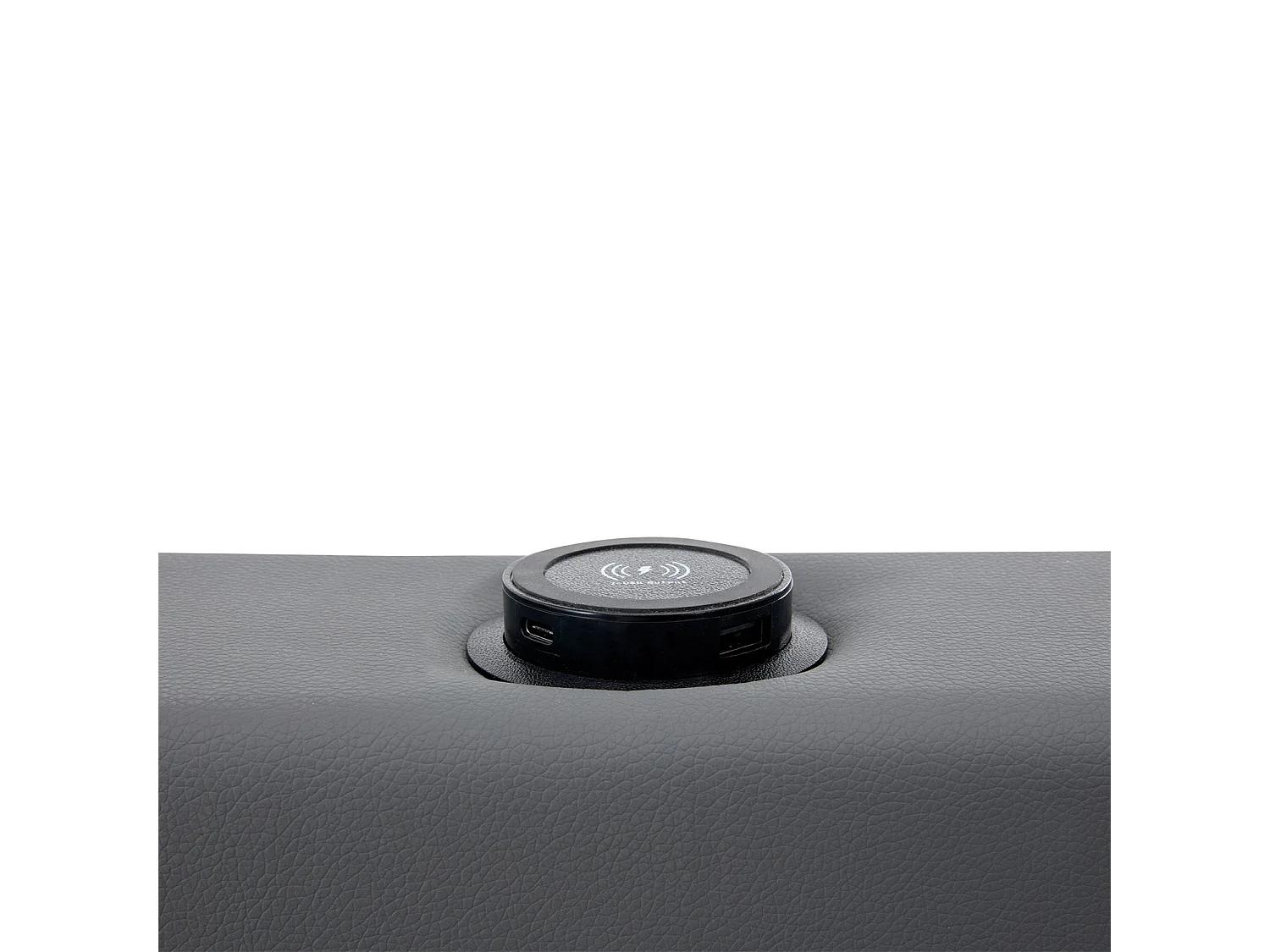 Lit rembourré 140x200 cm, avec port USB, éclairage LED, 4 tiroirs, sans matelas, PU, gris