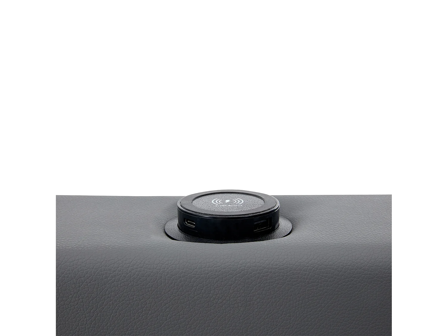 Lit rembourré 140x190 cm, avec port USB, éclairage LED, 4 tiroirs, sans matelas, PU, gris