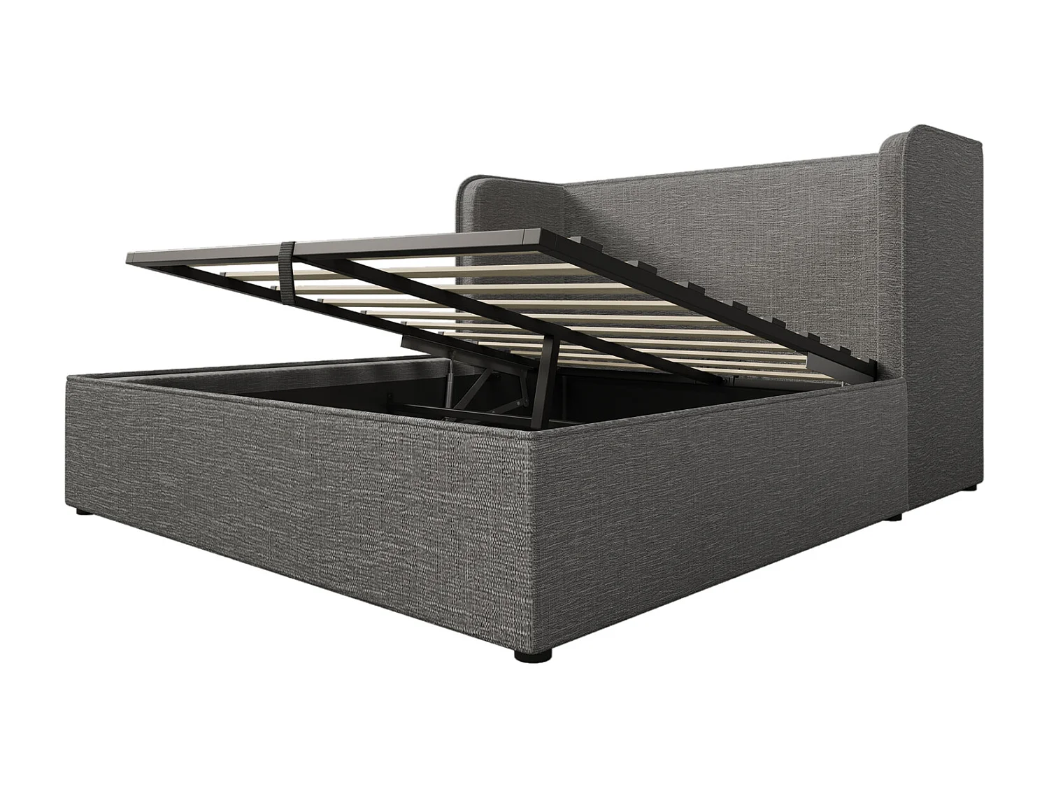 Lit coffre 160×200 cm,Lit rembourré, lit double avec espace de rangement hydraulique, lin, gris, sans matelas