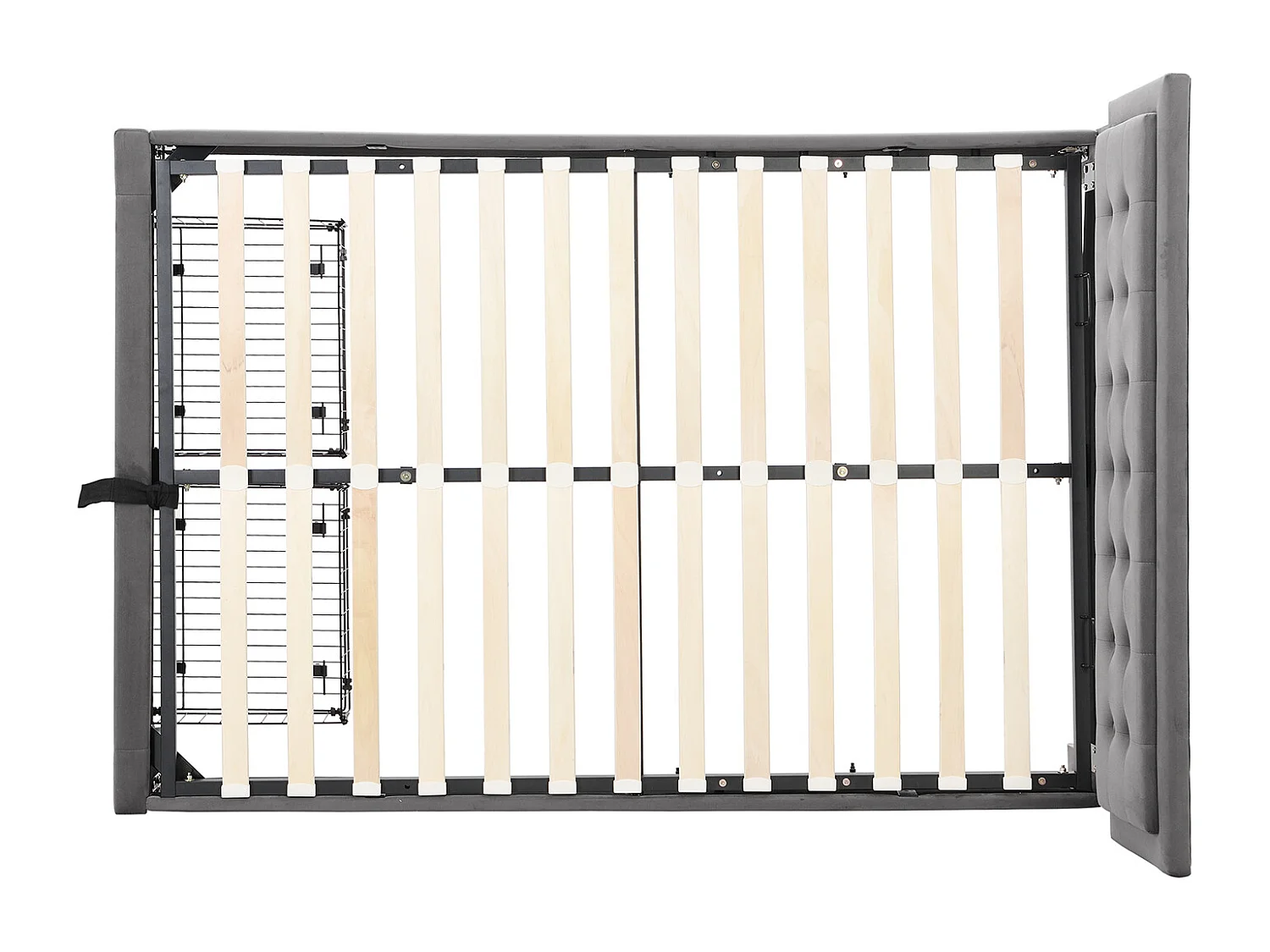 Lit coffre 140×190 cm,Lit rembourré avec sommier à lattes et tête de lit, lit double, avec 2 tiroirs, support en lattes de bois, velours, gris