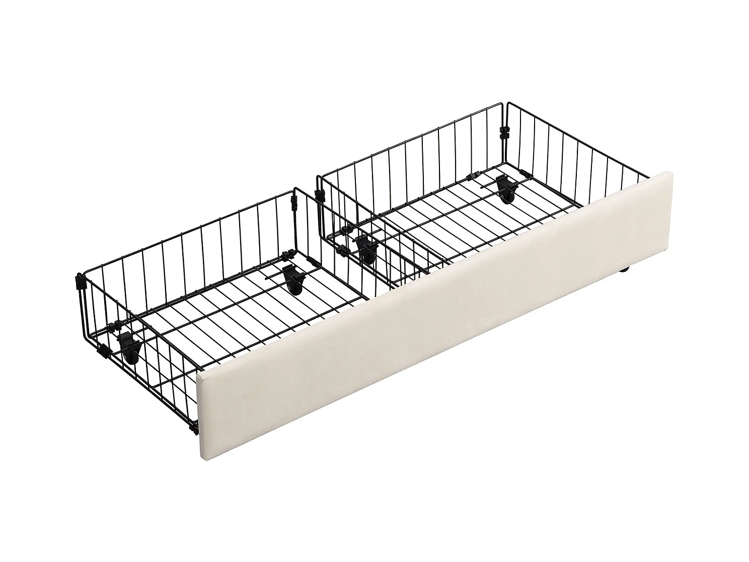 Lit coffre 140×190 cm,Lit rembourré avec sommier à lattes et tête de lit, lit double, avec 2 tiroirs, support en lattes de bois, velours, beige