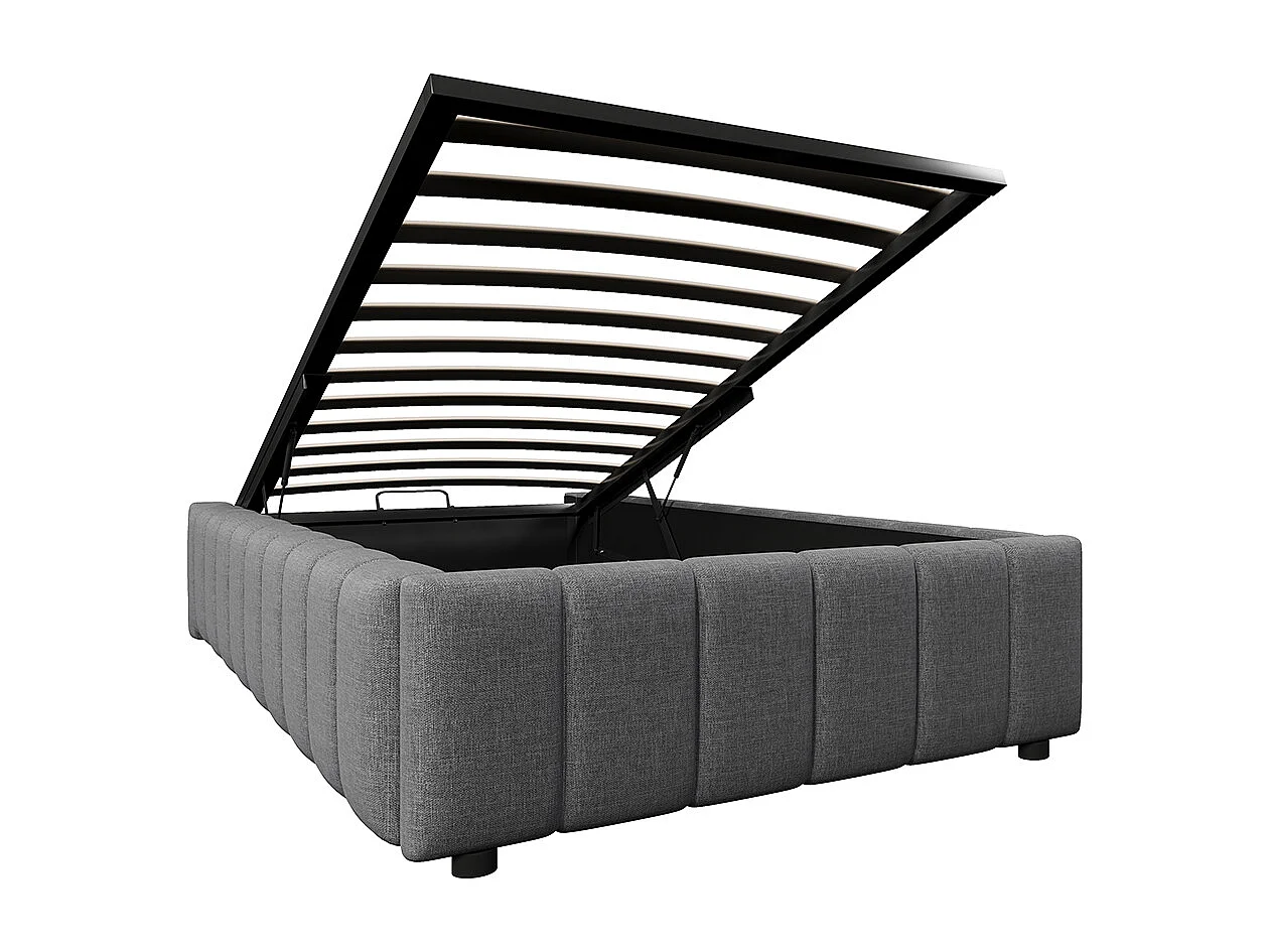 Lit coffre 90x200 cm,Lit rembourré,rangement hydraulique, sans tête de lit, sans matelas, gris