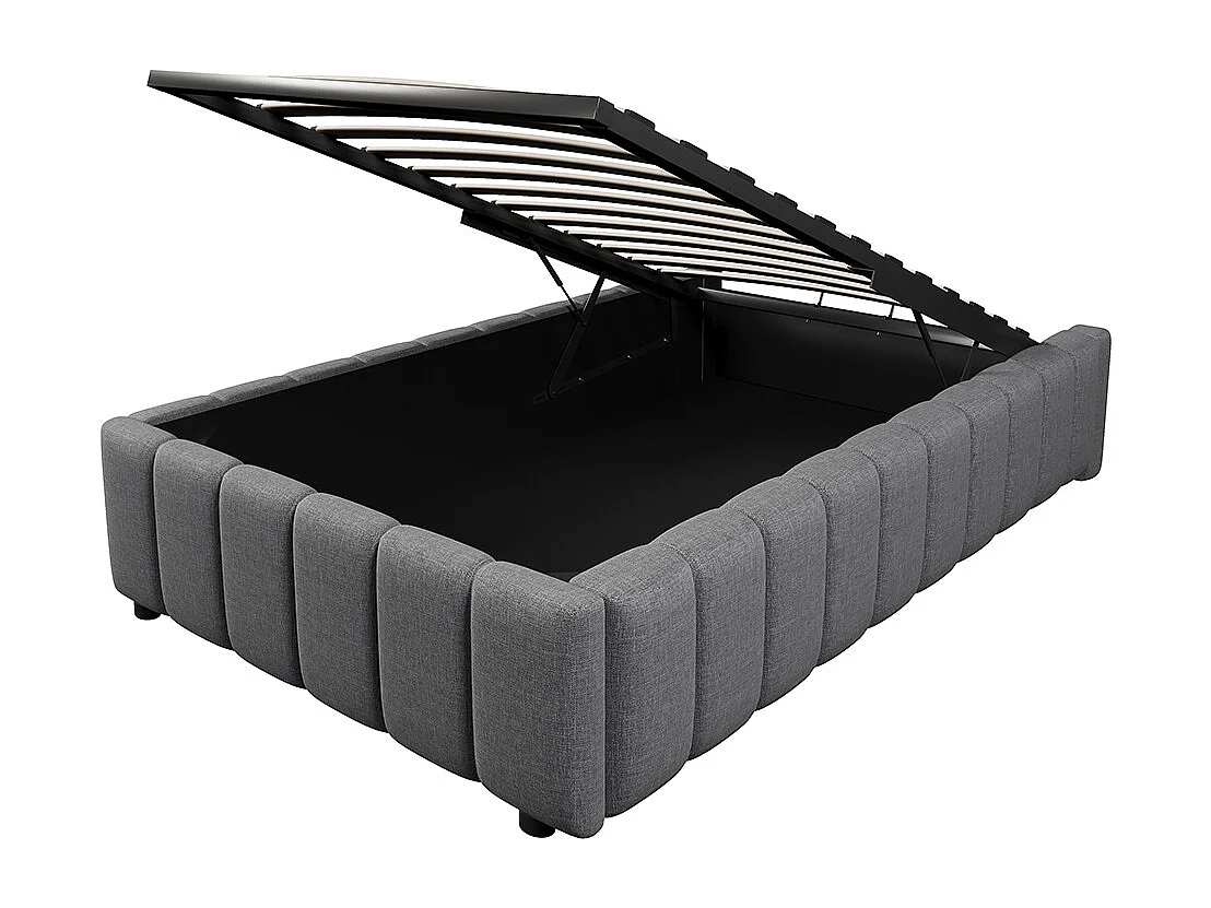Lit coffre 90x200 cm,Lit rembourré,rangement hydraulique, sans tête de lit, sans matelas, gris