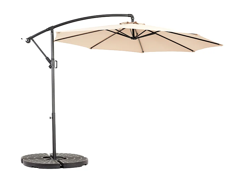Parasol déporté - en acier et 100% tissu polyester - pour balcon jardin plage - Sans Base - 294x294x250cm - Kaki