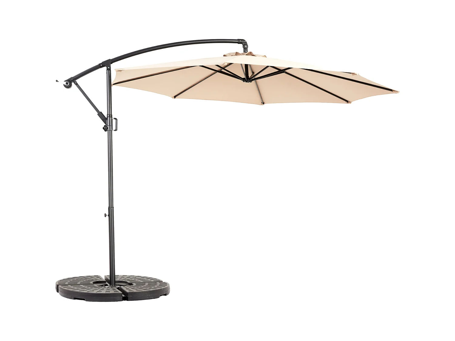Parasol déporté - en acier et 100% tissu polyester - pour balcon jardin plage - Sans Base - 294x294x250cm - Kaki