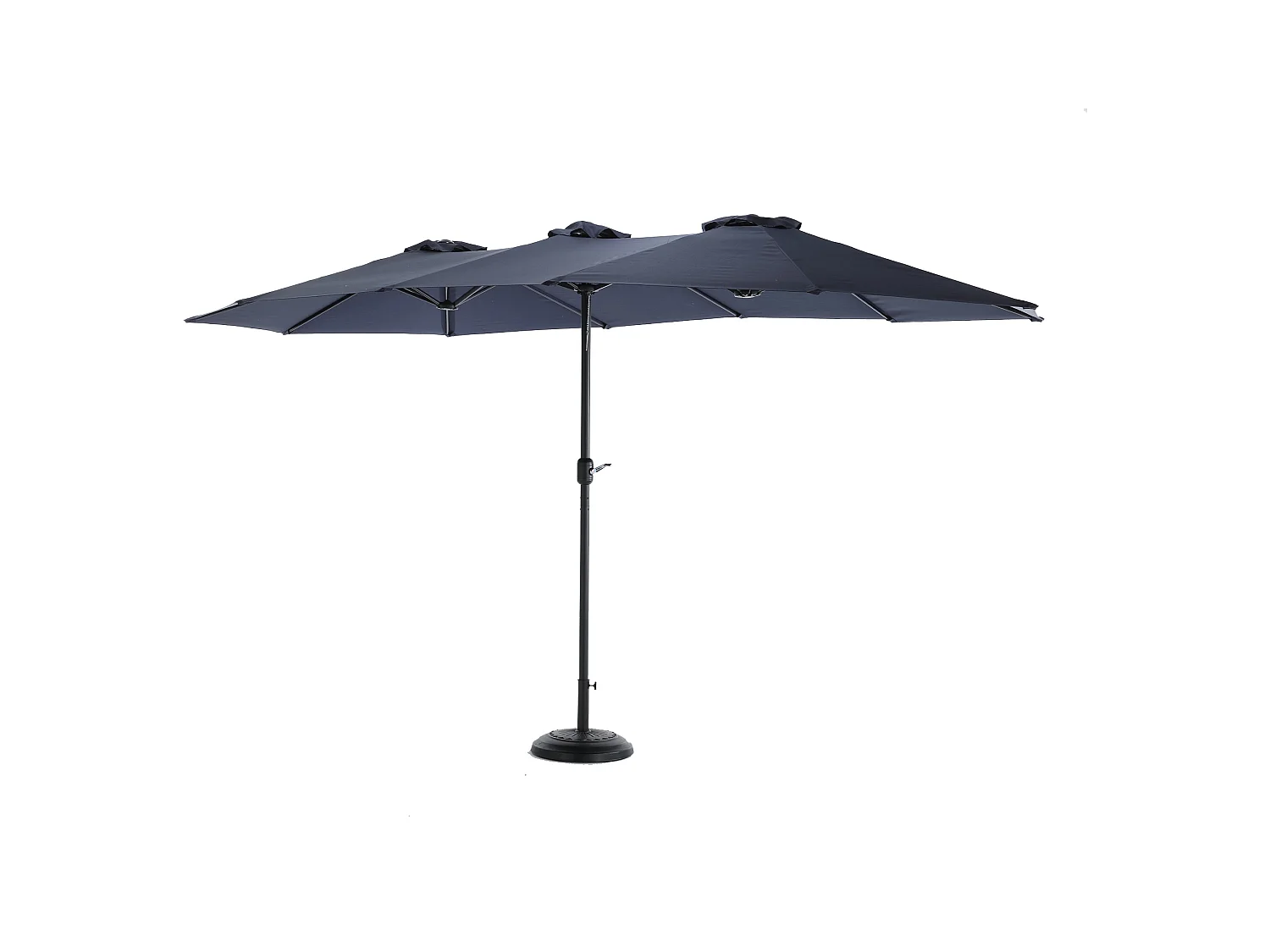 Parasol déporté - en acier et 100% tissu polyester - pour balcon jardin plage - Sans Base - 453x267x255cm - Bleu nuit