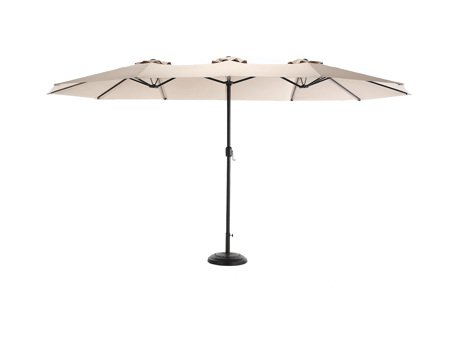 Parasol déporté - en acier et 100% tissu polyester - pour balcon jardin plage - Sans Base - 453x267x255cm - Kaki
