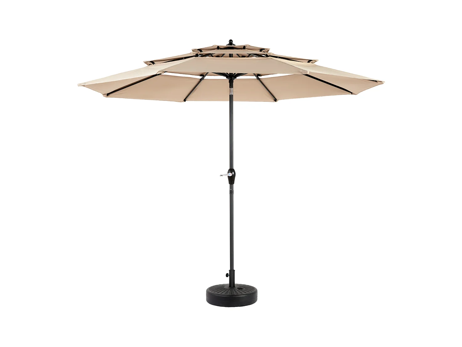Deportiertes Stahl Parasol - 100% Polyester Stoff - Für Strandgartenbalkon - ohne Basis - 294x294x250 cm - Khaki - Khaki