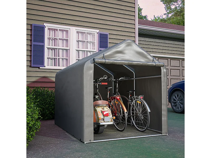 Gartenheim - verzinkter Stahlmetallrahmen und PE -Stoff - Garage - 160x220x165 cm - Grau