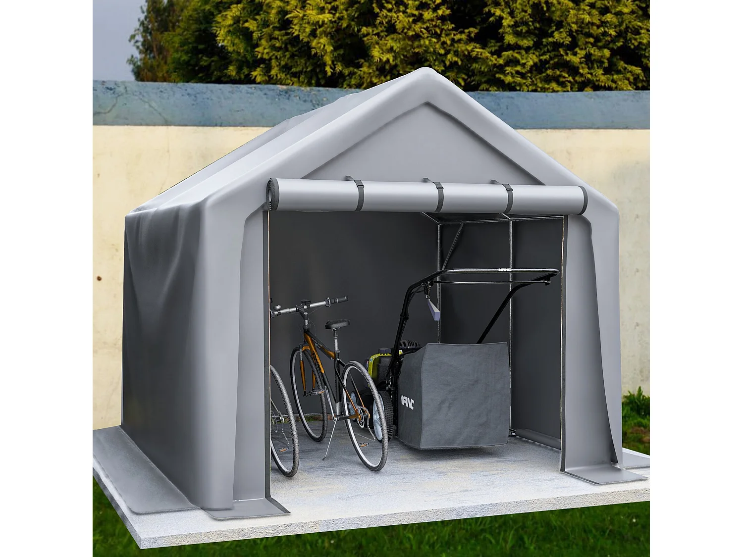 Gartenschutz - verzinkter Stahlmetallrahmen und PE -Stoff - Garage - 244x241x217cm - Grau