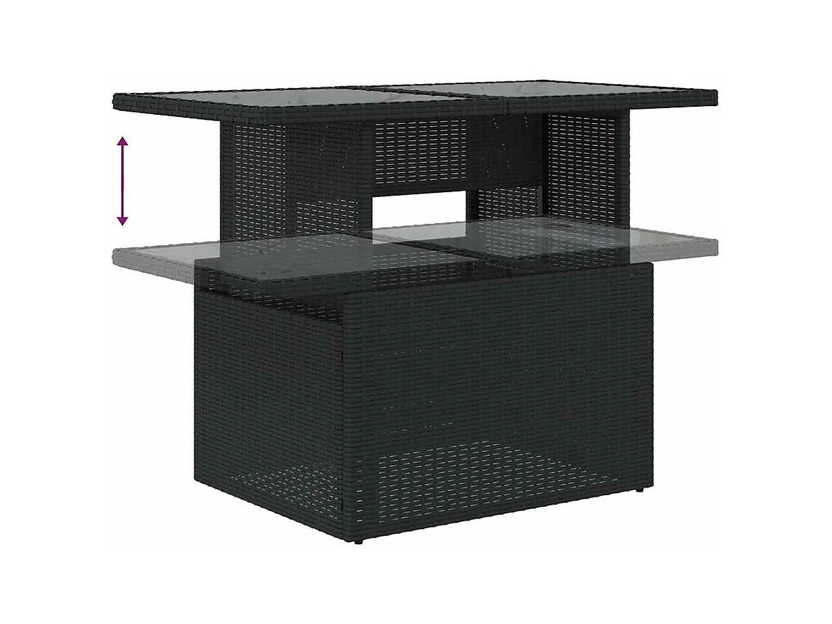 Conjunto de muebles de jardín de 10 piezas con cojines negros en resina trenzada