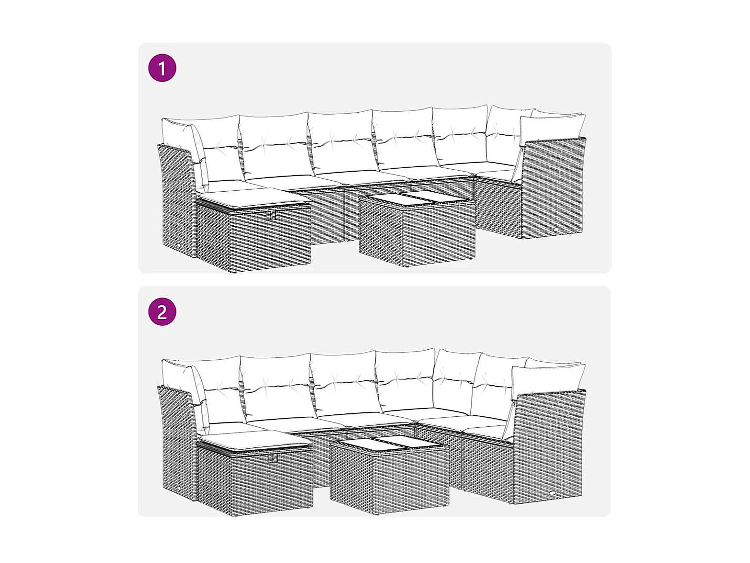 Gartenmöbel-Set mit Kissen 8-tlg. beige gewebtes Harz