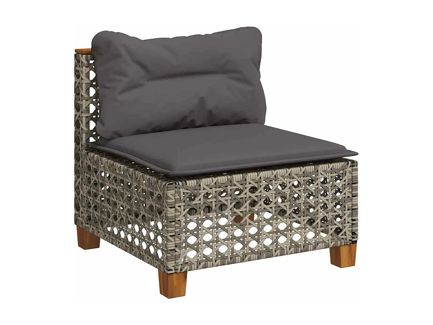 Salon de jardin avec coussins 7 pcs gris résine tressée