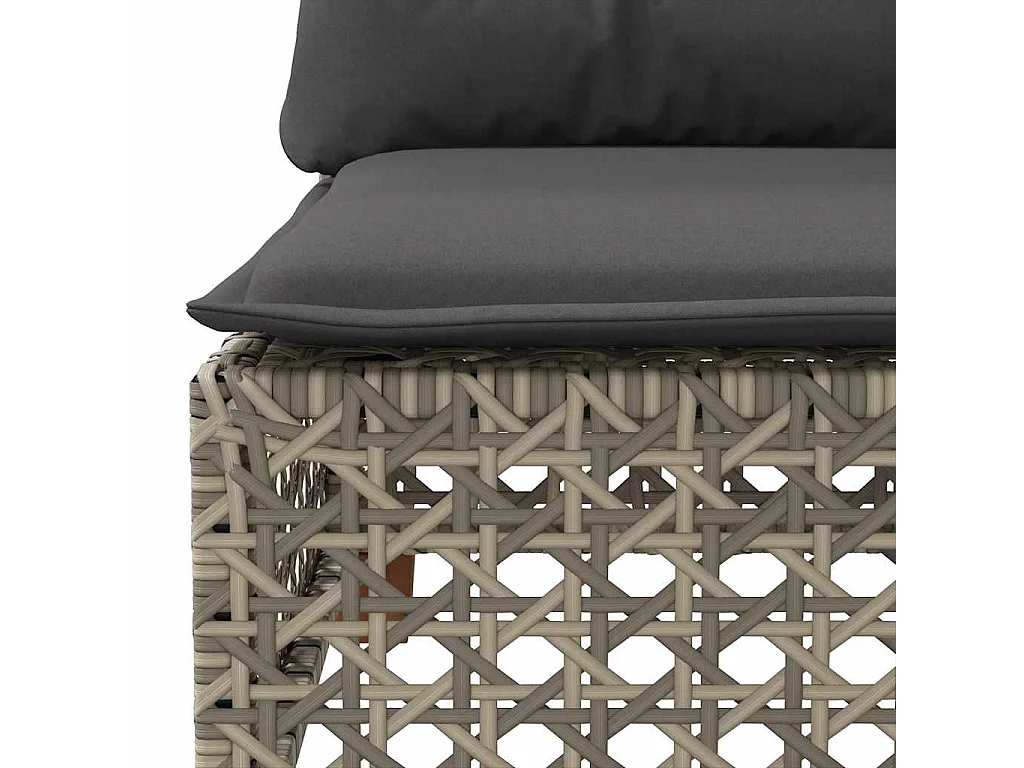 Salon de jardin avec coussins 7 pcs gris résine tressée