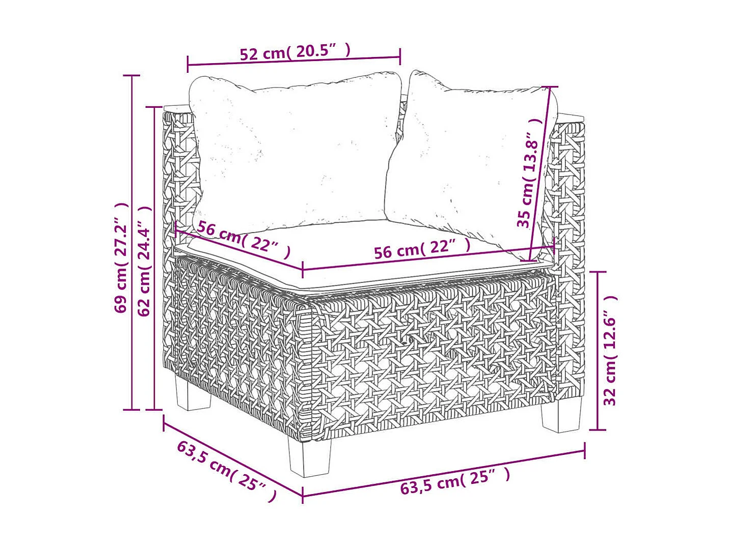 Conjunto de muebles de jardín con cojines 7 piezas resina tejida gris