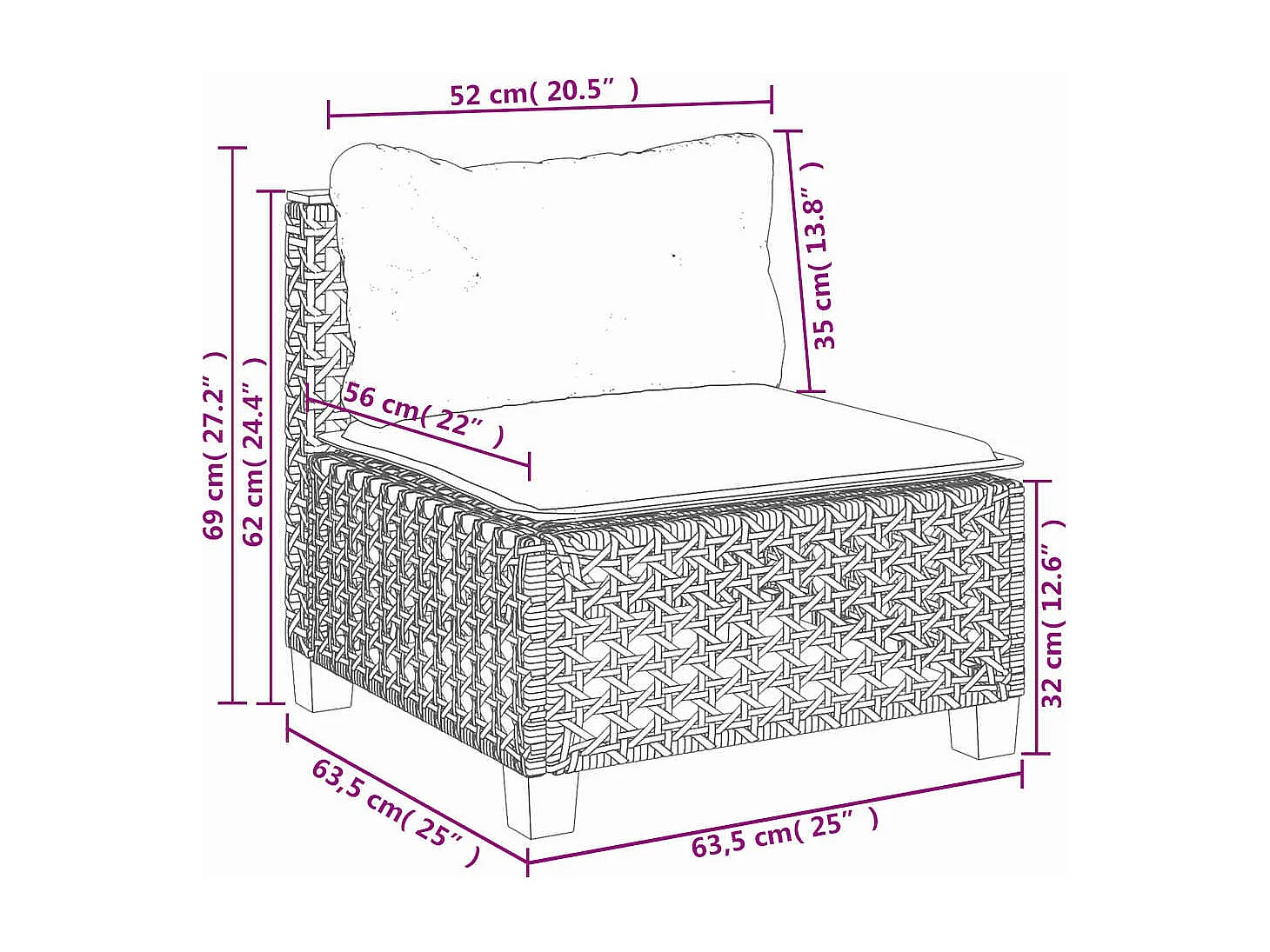 Conjunto de muebles de jardín con cojines 7 piezas resina tejida gris