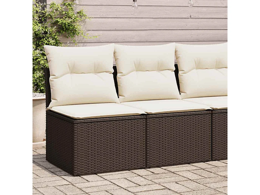 Salon de jardin avec coussins 2pcs marron résine tressée acacia