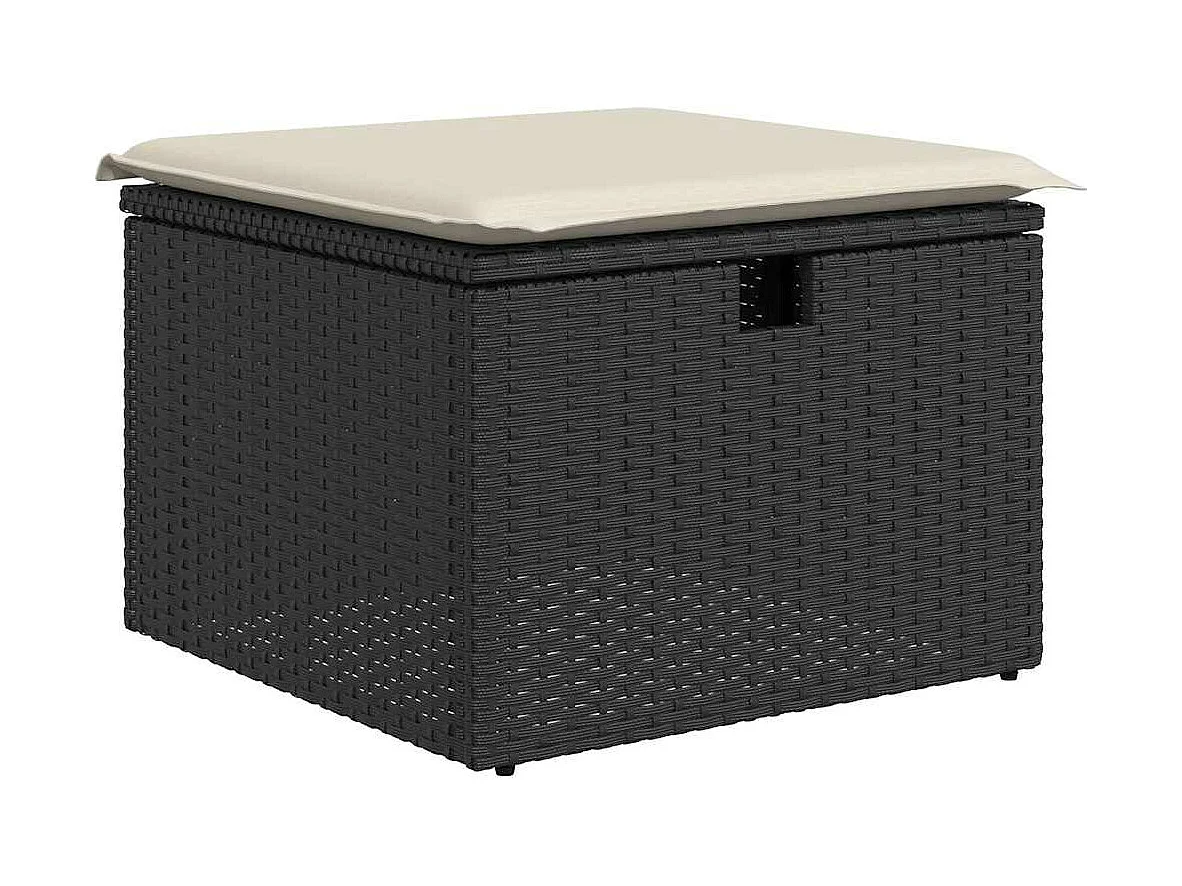 Salon de jardin 7 pcs avec coussins noir résine tressée