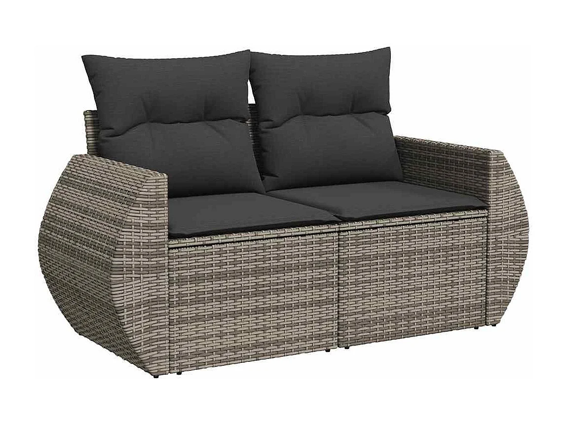 Salon de jardin 8 pcs avec coussins gris résine tressée