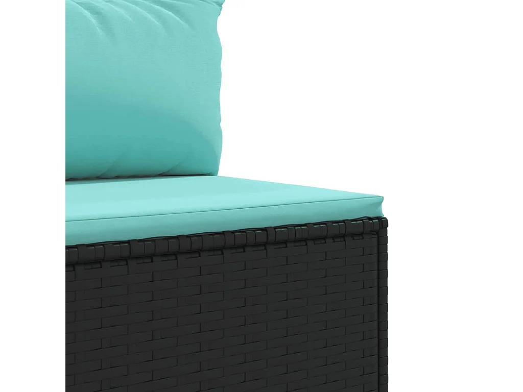 Salon de jardin 6 pcs avec coussins Noir Résine tressée