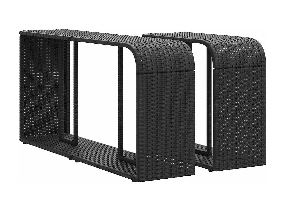 Set di mobili da giardino da 11 pezzi con cuscini neri in resina intrecciata