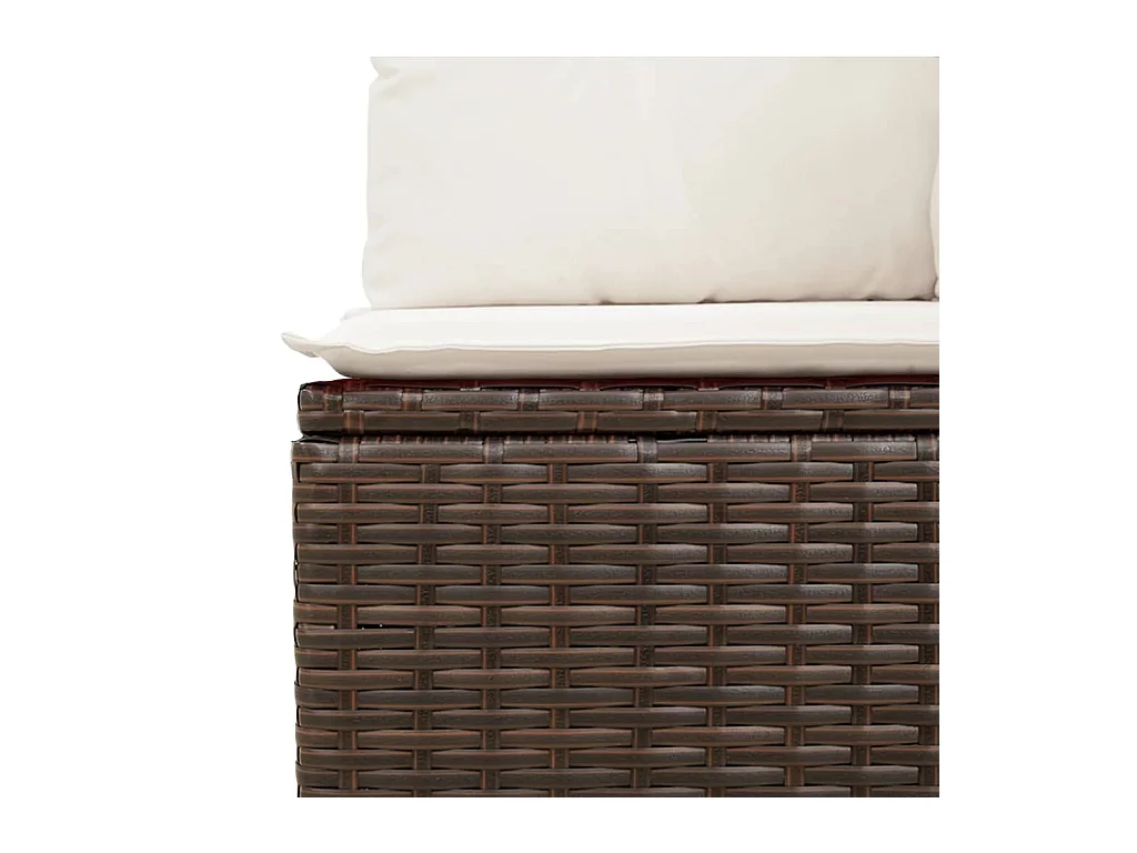 Set di mobili da giardino 4 pezzi con cuscini marroni in resina intrecciata