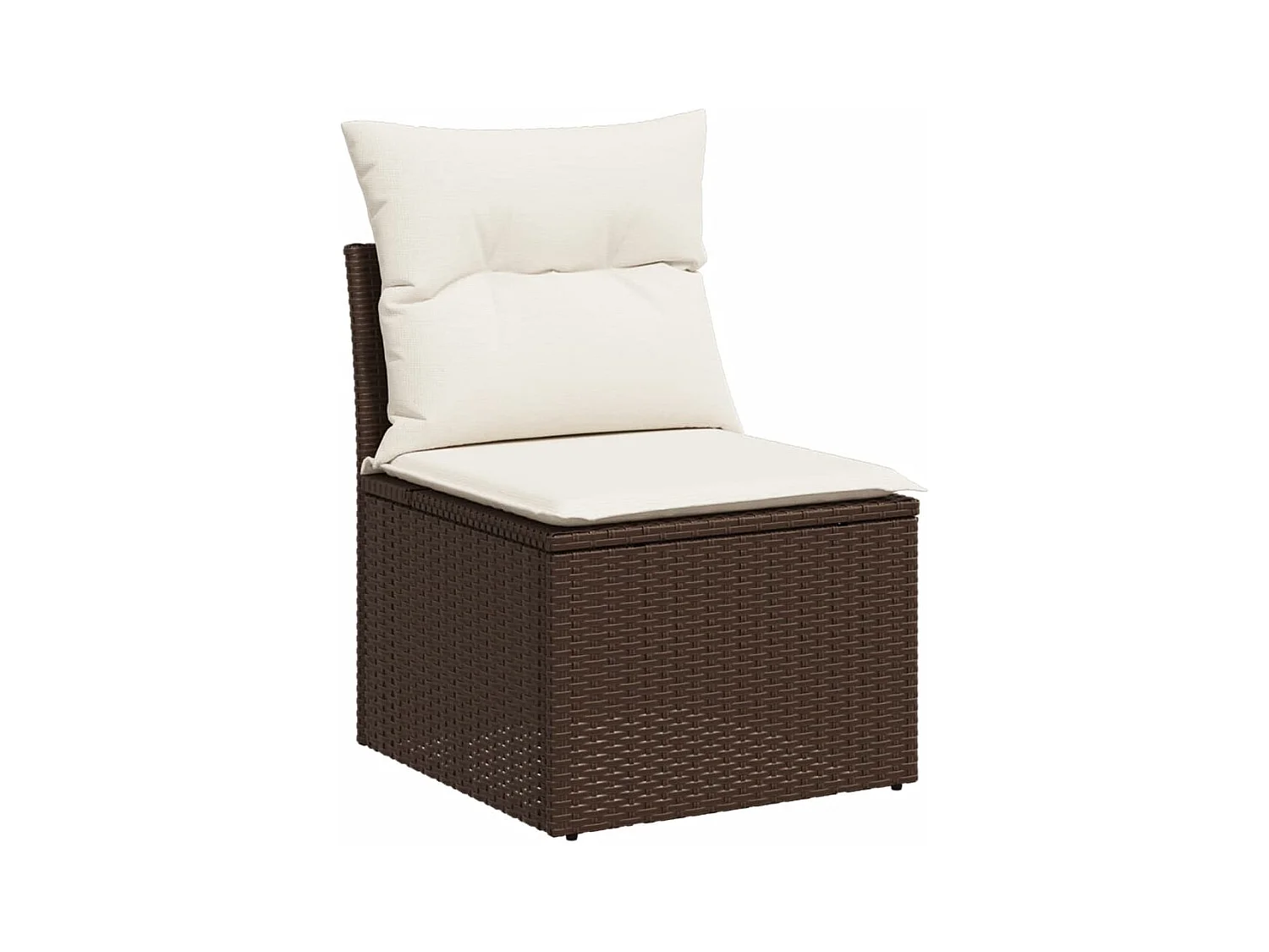Set di mobili da giardino 4 pezzi con cuscini marroni in resina intrecciata