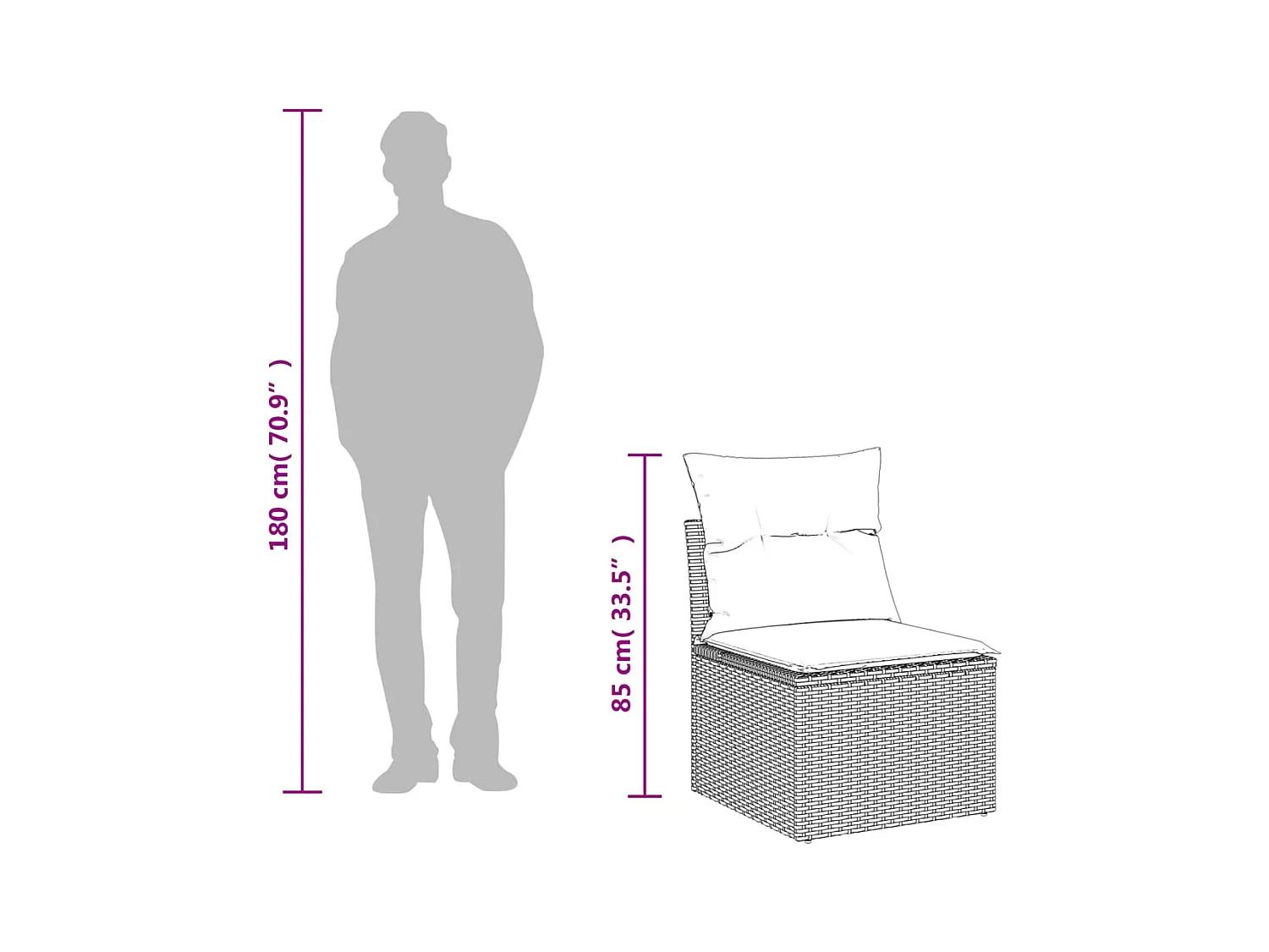Set di mobili da giardino 4 pezzi con cuscini marroni in resina intrecciata