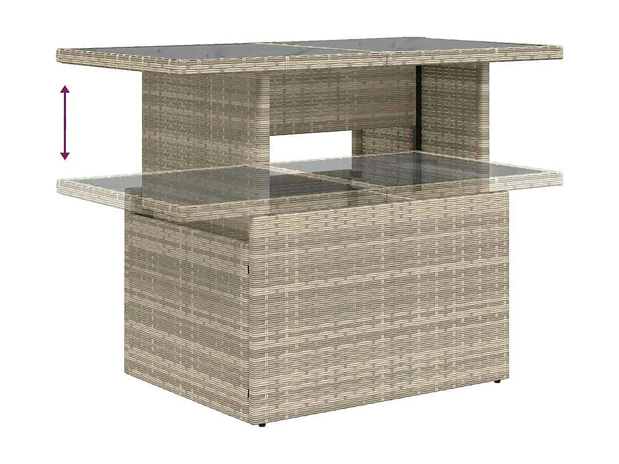 Salon de jardin 6 pcs avec coussins gris clair résine tressée