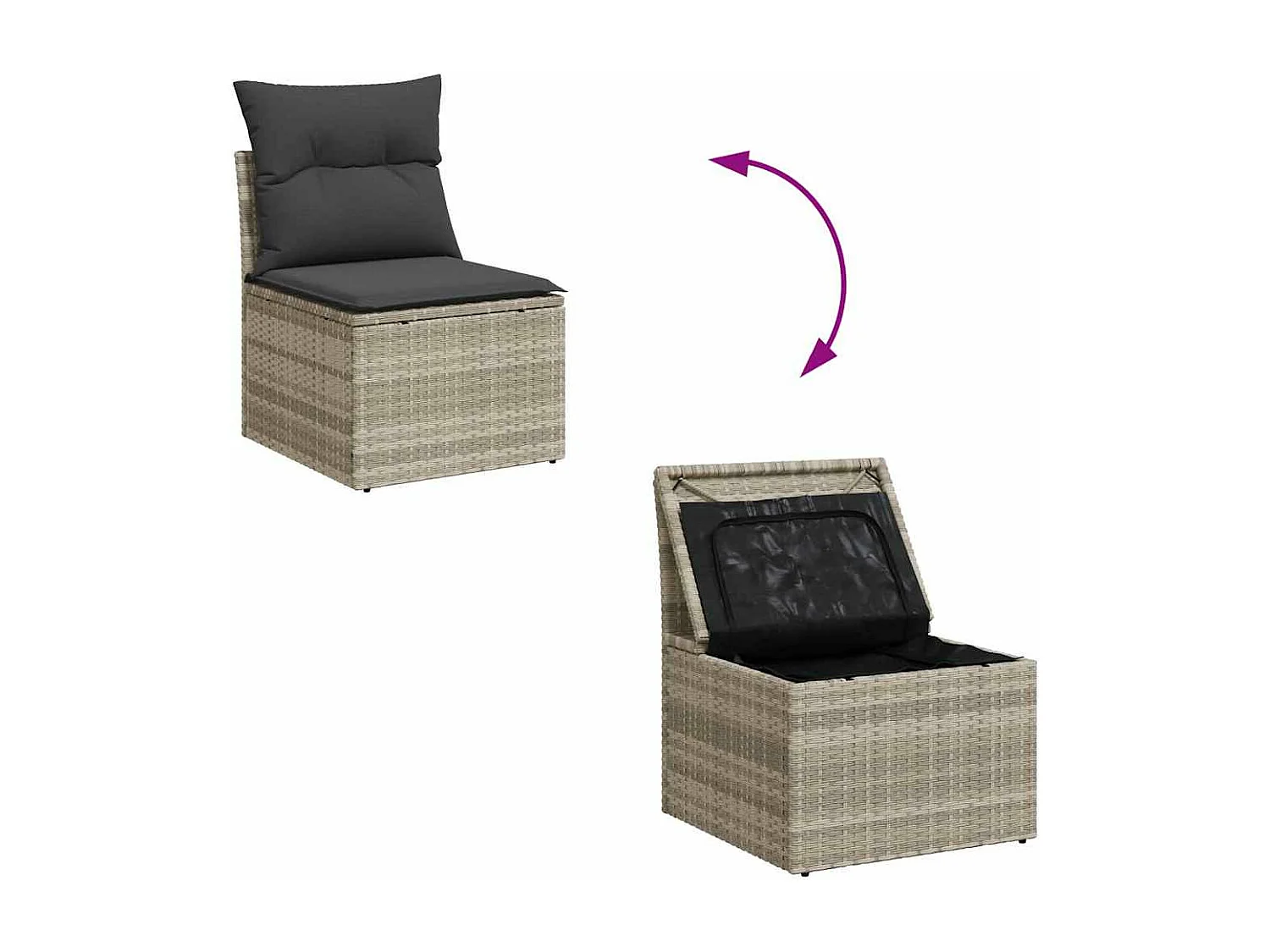 Set di mobili da giardino con cuscini 10 pezzi in resina intrecciata grigio chiaro