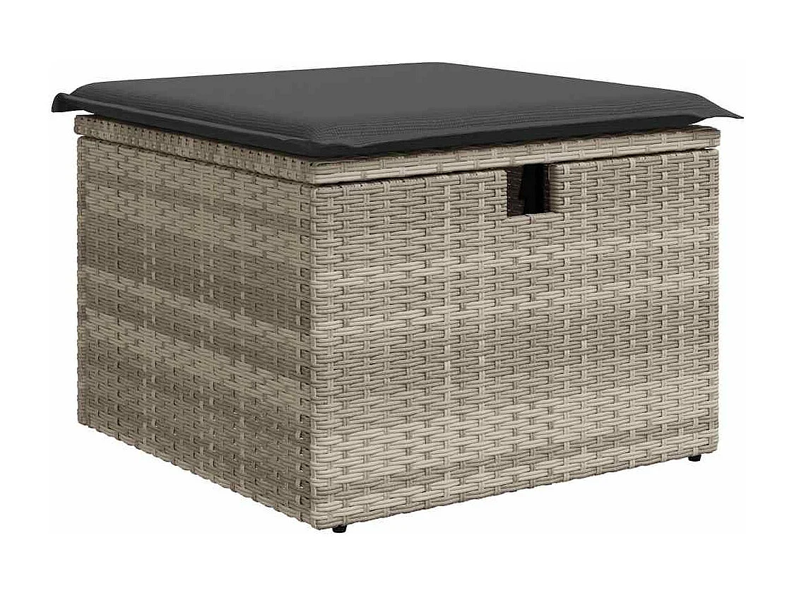 Salon de jardin 6 pcs avec coussins gris clair résine tressée