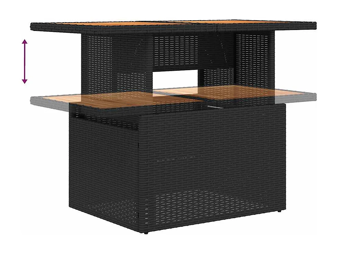 Salon de jardin 8 pcs avec coussins noir résine tressée