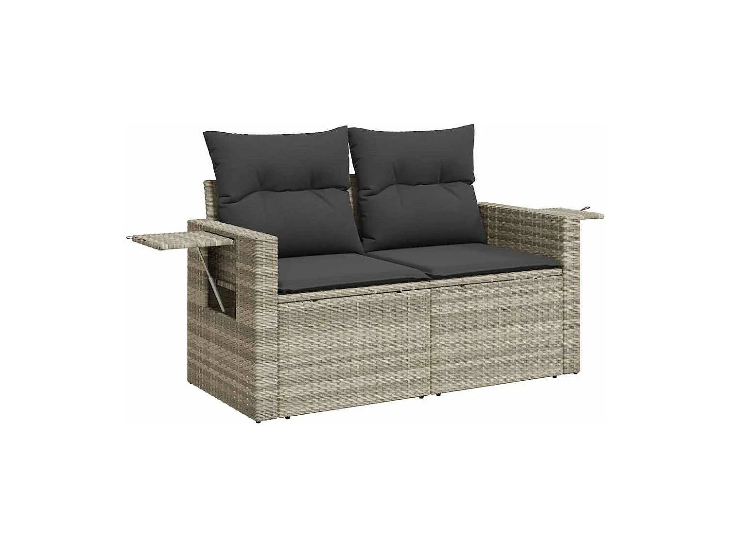 Salon de jardin 5 pcs avec coussins gris clair résine tressée