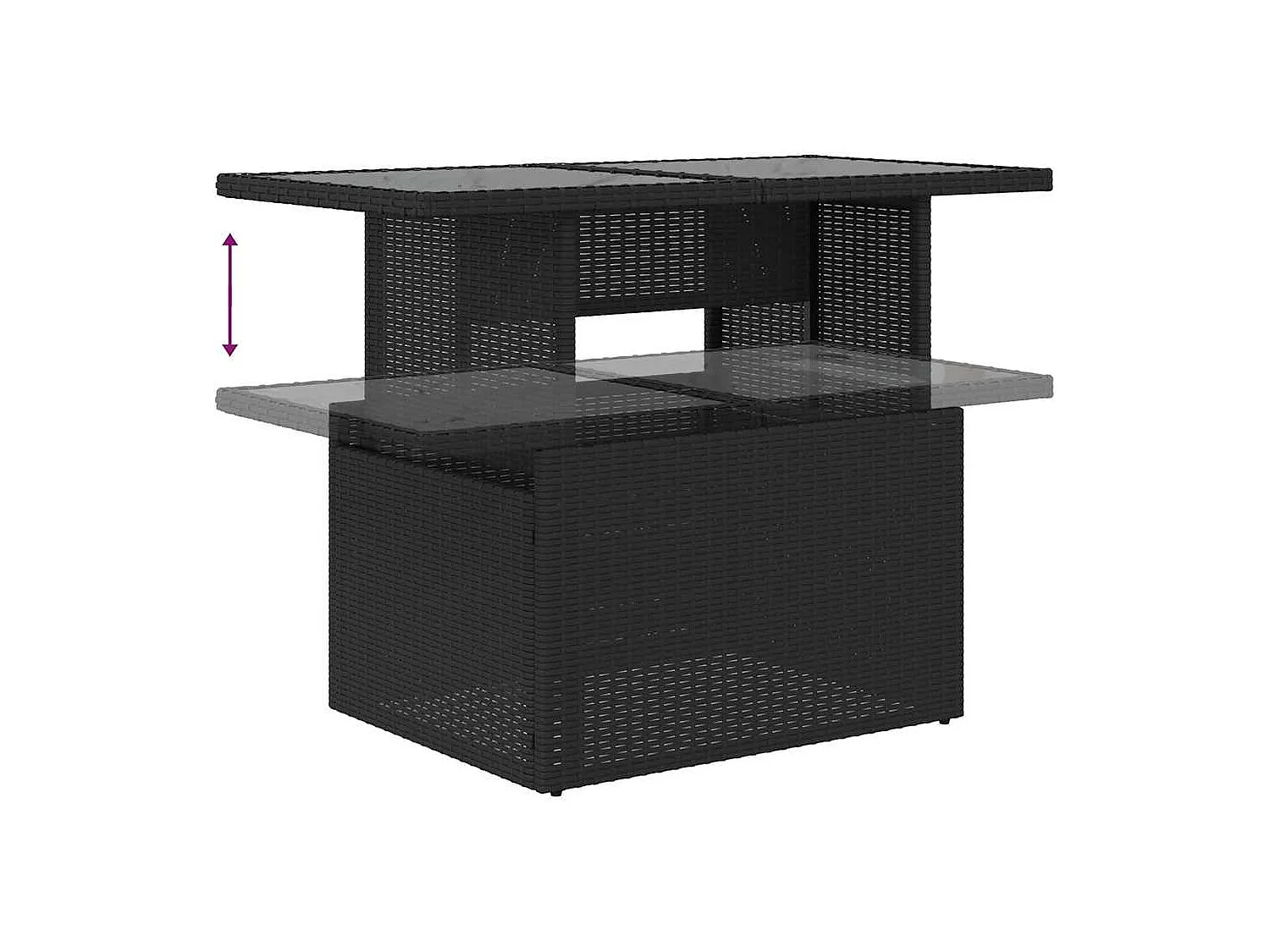 Conjunto de móveis de jardim de 8 peças com almofadas pretas em resina trançada