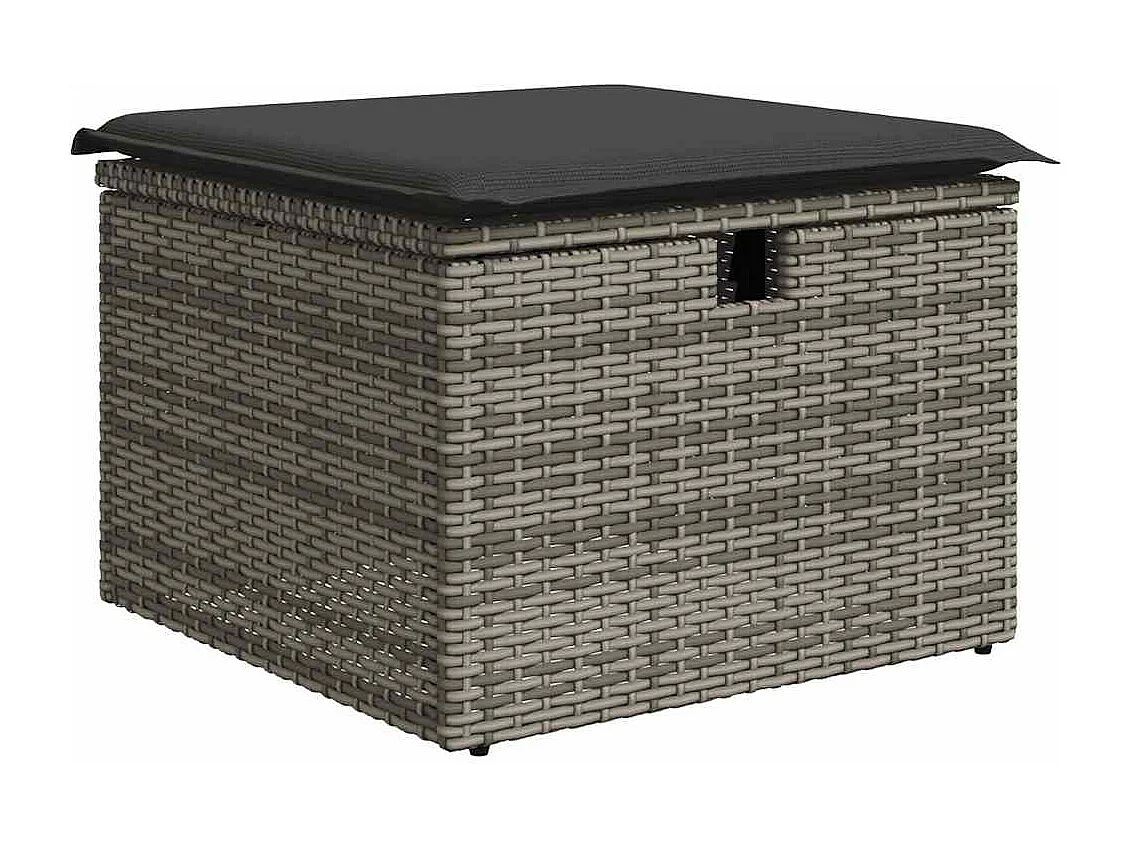 Set di mobili da giardino da 6 pezzi con cuscini grigi in resina intrecciata