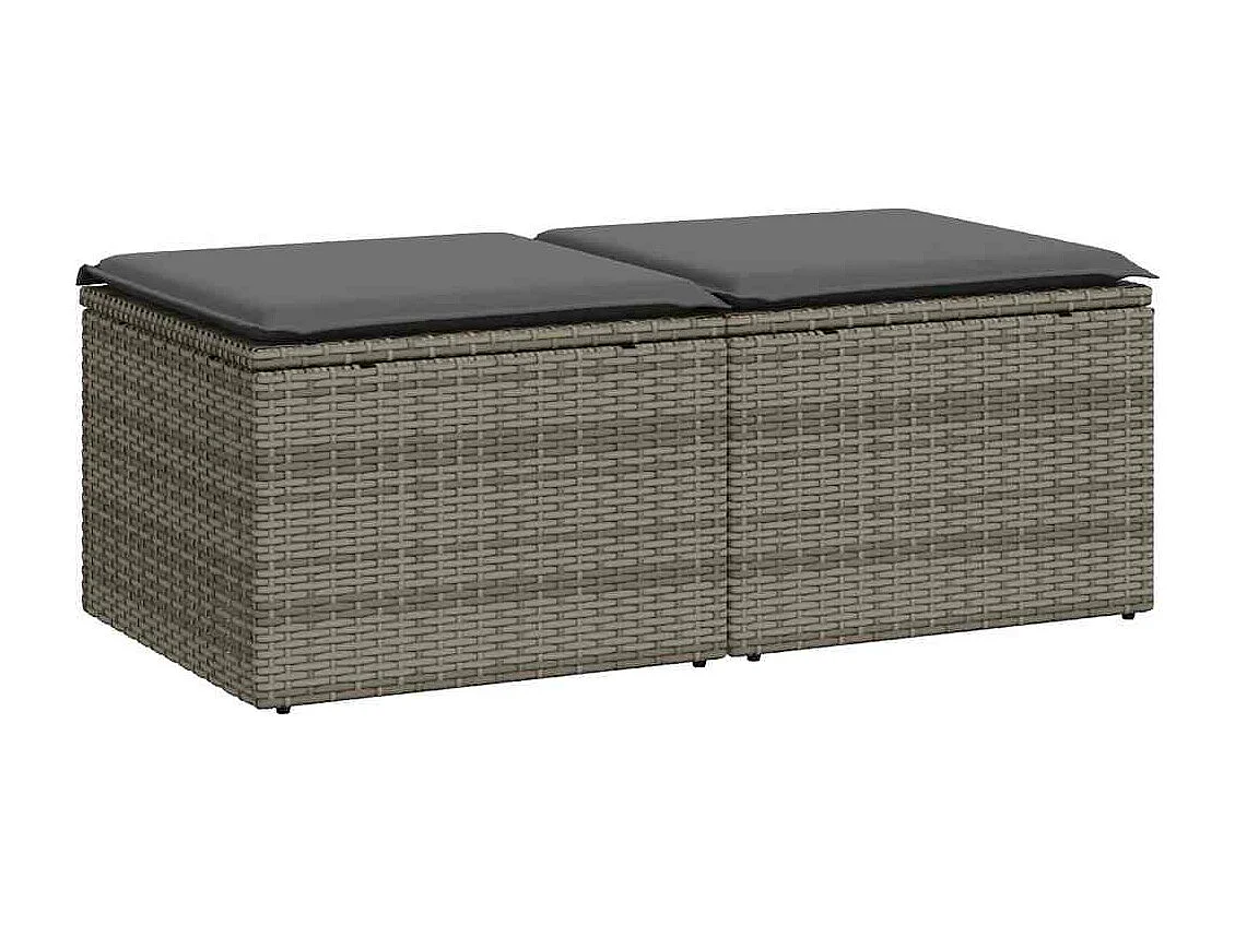 Salon de jardin 2 pcs avec coussins gris résine tressée acacia