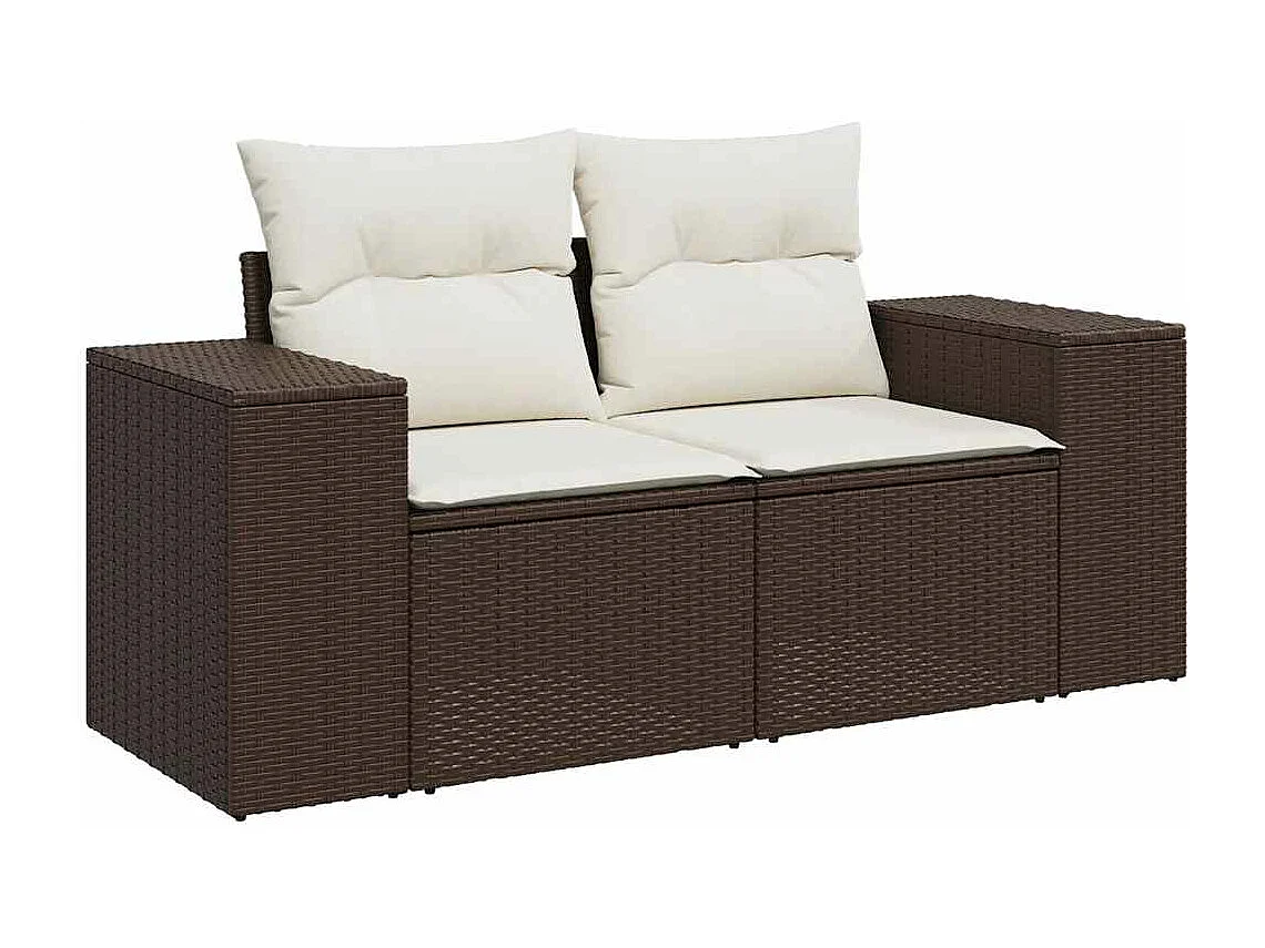 Tuinmeubelset met kussens 5 stuks bruin gevlochten hars
