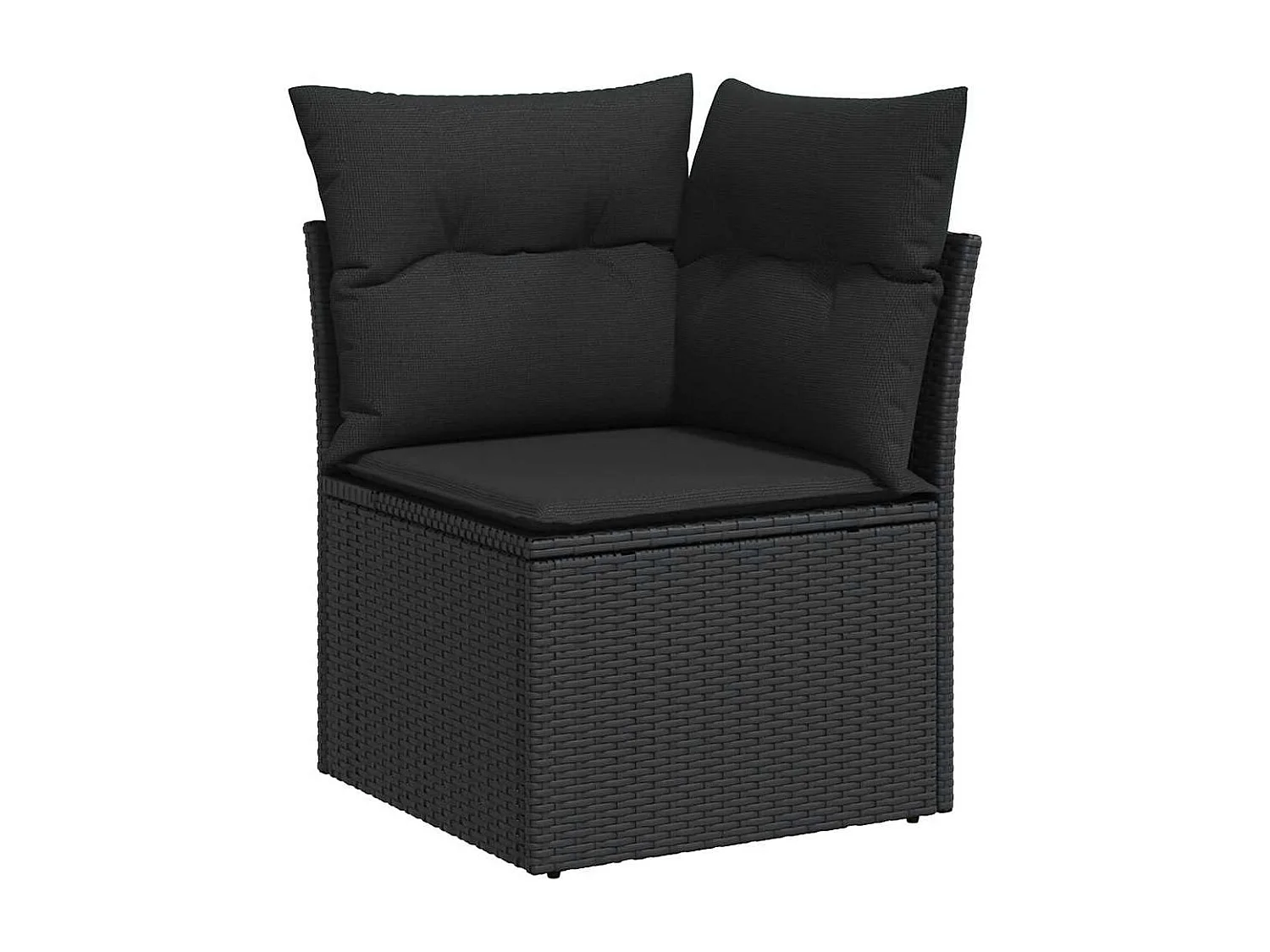 Salon de jardin 9 pcs avec coussins noir résine tressée